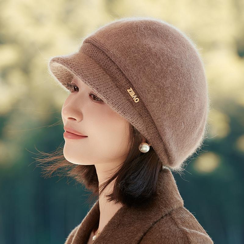 Зимняя женская шапка, теплые шапки, вязаные шапки, женская шапка из кроличьего меха, осенне-зимняя женская модная шапка, шапки Skullies