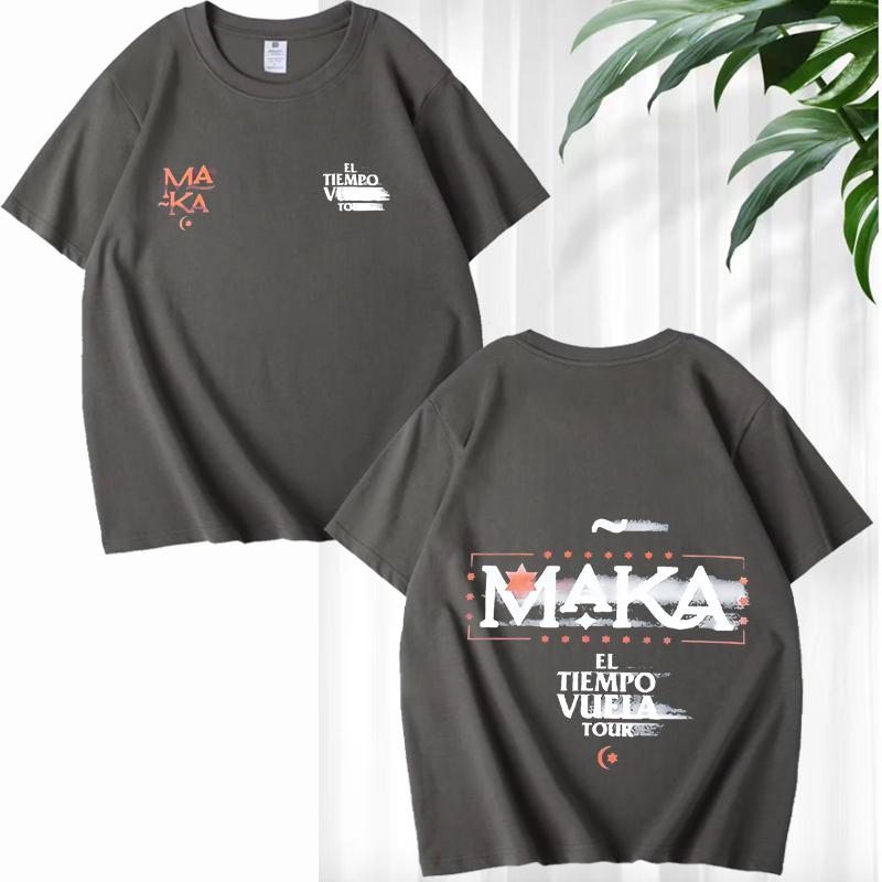 Футболка с принтом для тура рэпера Maka El Tiempo Vuela, мужская, женская, смешная, оверсайз, 100% хлопок, короткий рукав, летний принт, унисекс