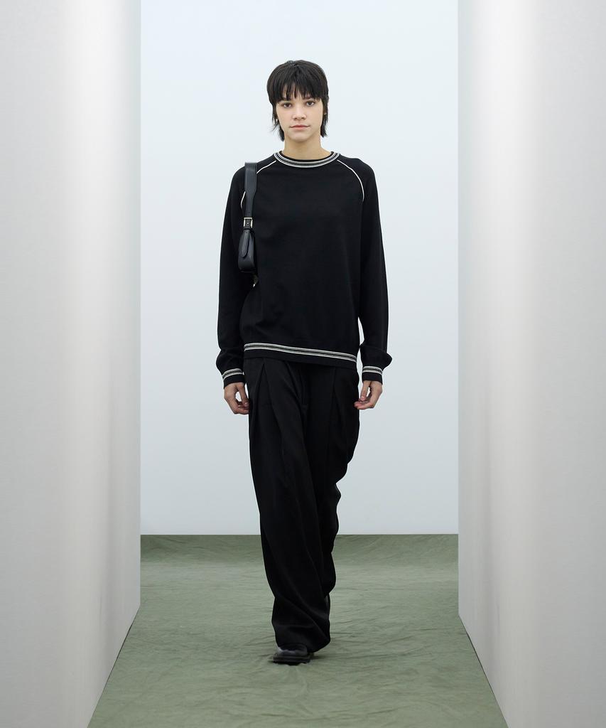IRONYPORNO WHITELINE 86-Iroj361 Color Line Point Long Sleeve Knit Black
