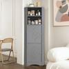 Bathroom Cabinet, Corner Cabinet with Two Storage Compartments, Open Compartment with Adjustable Shelf, 36.5x 36.5 x 155 cm, Light Grey