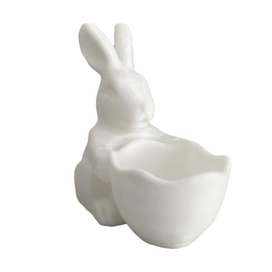 Пасхальная конфетница в виде пасхального кролика, напечатанная на 3D-принтере, блюдо для закусок в виде кролика, декоративная десертная ваза для орехов для пасхальной вечеринки, настольный домашний декор