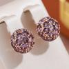 Full Purple Zircon Spherical English Earrings for Women Luxury Wedding Jewelry Bridal Sparkling Accessories