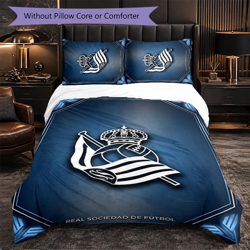 Real Sociedad FC Themed Bedding 3Pcs Duvet Cover Set Decorative Bed Linen For Teen Room Home Decoration
