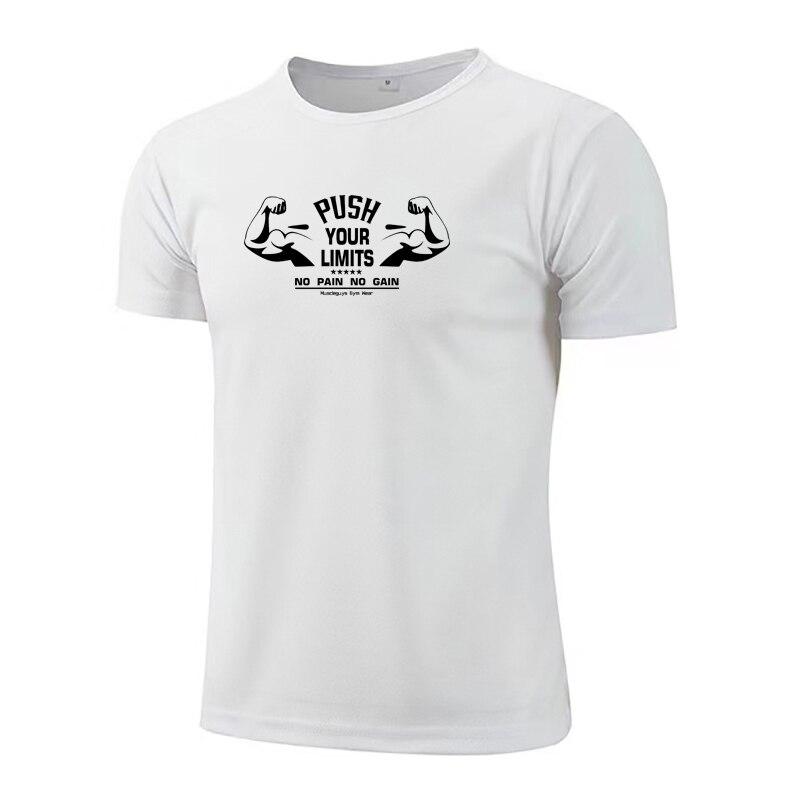 Мужская летняя быстросохнущая футболка из полиэстера с круглым вырезом для бега и фитнеса