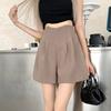 Женские костюмные шорты Плиссированные шорты с высокой талией Летние нарядные рабочие шорты Повседневная домашняя одежда с широкими штанинами