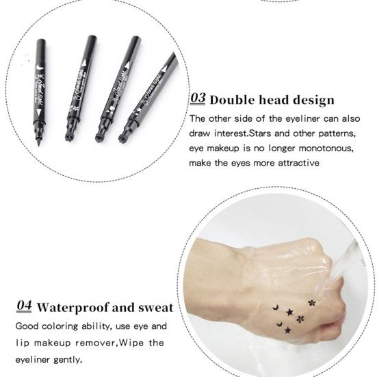 Двусторонняя подводка для глаз, очаровательная звезда, сердце, цветок, черная жидкая подводка для глаз, ручка, принадлежности для макияжа глаз
