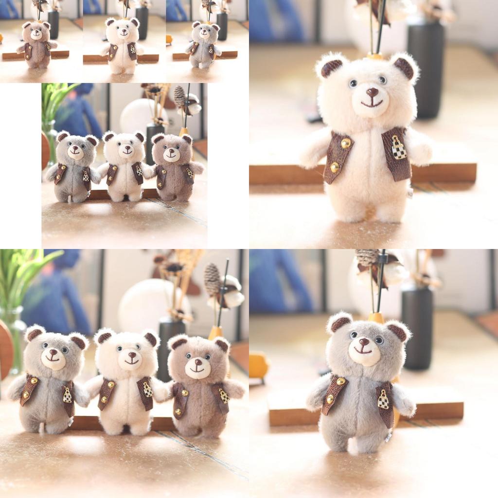 Delightful Miniature Bear Plush Toy Keychain With Super Soft Fabric For Trendy Bag Accessories