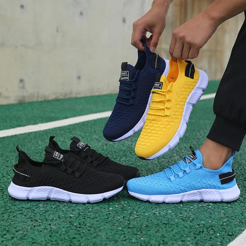 Men'S Ultra Light Running Shoes Soft Sole Breathable Comfortable New Sneakers Outdoor Anti Slip Solid Color Tennis Walking Shoes