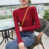 Button Up Semi High Neck Sweater Women's Base Sweater Autumn and Winter New Korean Version Pullover Slim Fit Knit Sweater