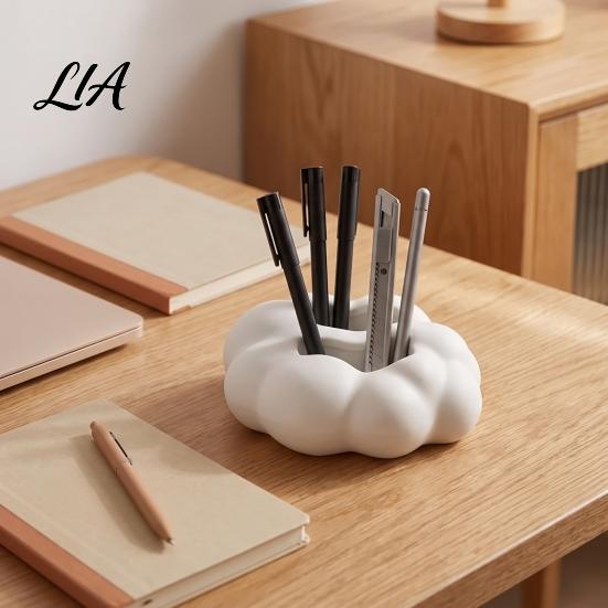 Small Item Storage Box 3D Printed Cloud Shape Desktop Organizer, Cute Remote Control Holder Dressing Table Accessory with Dual Slots, Multifunctional