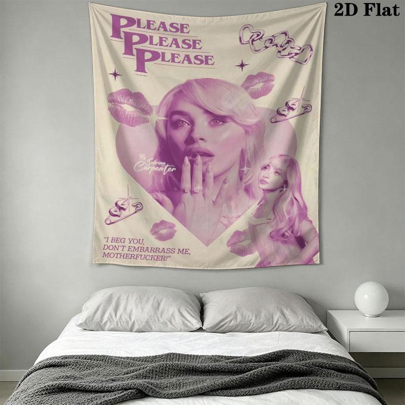 Sabrina Pink Glow Wall Hanging Printed Fabric Blanket Decorative Tapestries for Bedroom Living Room Home Decor