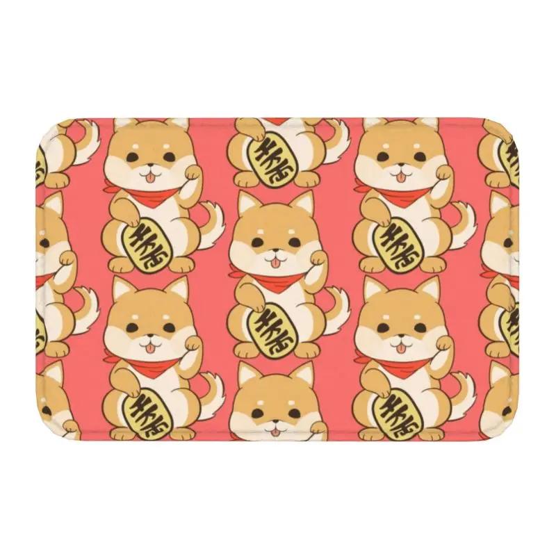 Custom Kawaii Maneki Neko Lucky Cat Doormat Non-Slip Entrance Bath Kitchen Floor Door Mat Japanese Geisha Art Garden Carpet Rug