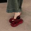 Fashion New Red Casual Style Thick-soled Flip-flops with Flip-flops, Fashionable and Trendy Height-increasing French-style Cool Slippers