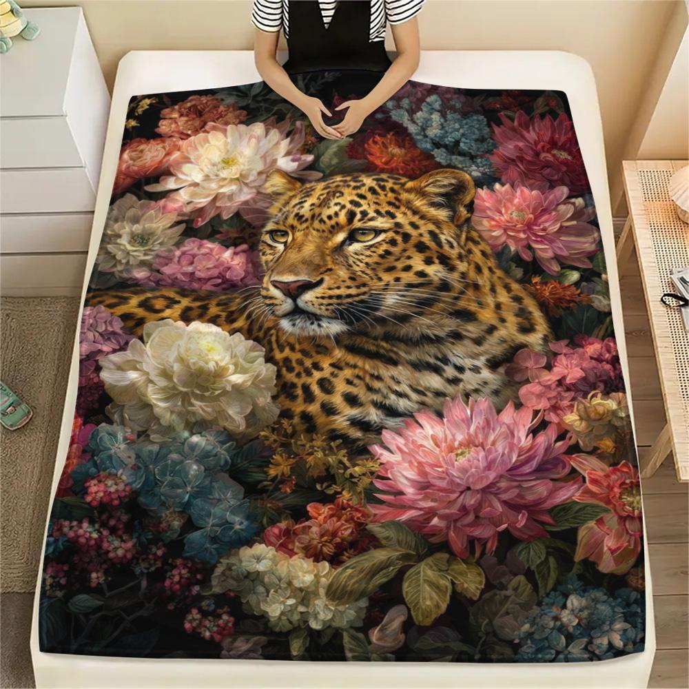1PC Cartoon illustration style Print FlAannel Blanket, High quality Comfortable for All Seasons, Home Decor, Warmth and Comfort