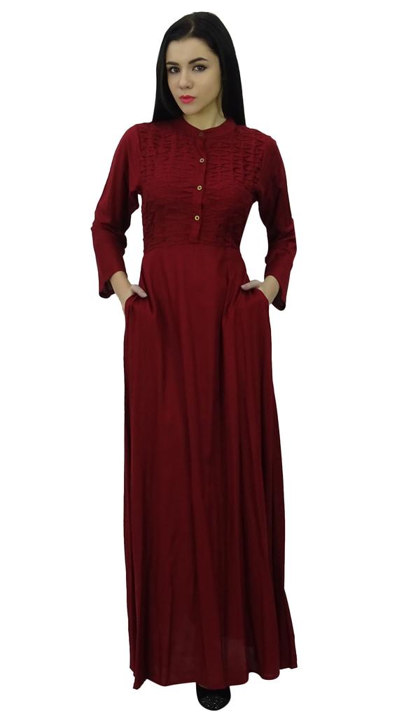 Bimba Женское черное платье-джильбаб с воротником-стойкой и карманами, длинный рукав-10