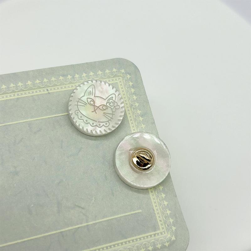 10 шт. Милые пуговицы с котятами 11,5/15 мм круглые белые перламутровые пуговицы на ножке пуговицы для женской одежды