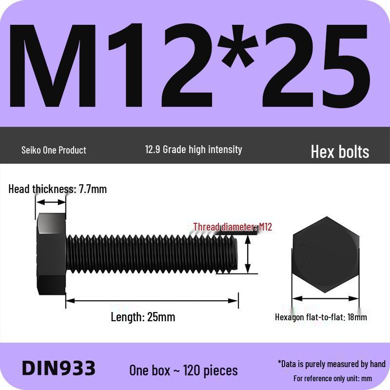 Набор шестигранных болтов высокой прочности Класса 12.9: Размеры M4-M16