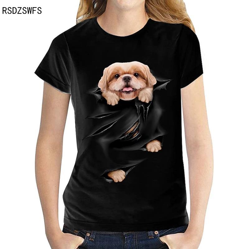 Женский топ Йоркширский терьер с 3D принтом собаки, повседневная летняя рубашка с короткими рукавами для мужчин и женщин, модная повседневная футболка с круглым вырезом