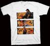 White Three Panel Cowboy Gun Character Graphic Tee Retro Western Movie Chest Oversized Street Tops