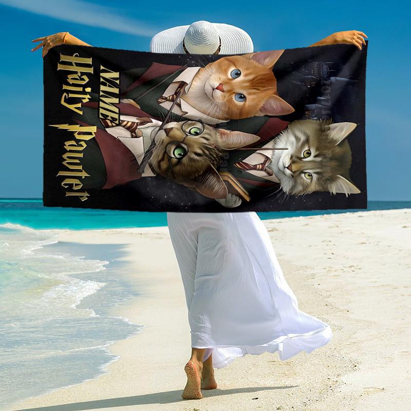 Personalized Hairy Pawter Magic Night Beach Towel Microfiber Beach Towel Thin Absorbent for Beach Swimming Yoga Bath Sports. 0910389