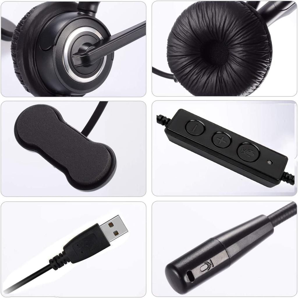 Компьютерная USB-гарнитура, наушники для колл-центра с микрофоном и шумоподавлением, проводные деловые наушники для Skype/ПК/ноутбука/Mac