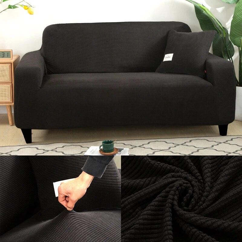 Jacquard Thick Sofa Covers for Living Room Plain Couch Cover Corner L Shape Chaise Longue Sofa Slipcovers Solid Color 1PC