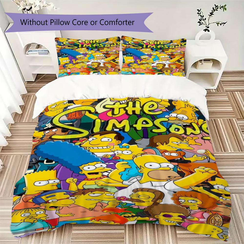 Simpsons Family Pattern Bedding uilt Set uilt Cover Pillowcase Home Decoration Birthday Gift (1 * duvet cover + 2 * pillowcase  without core)85