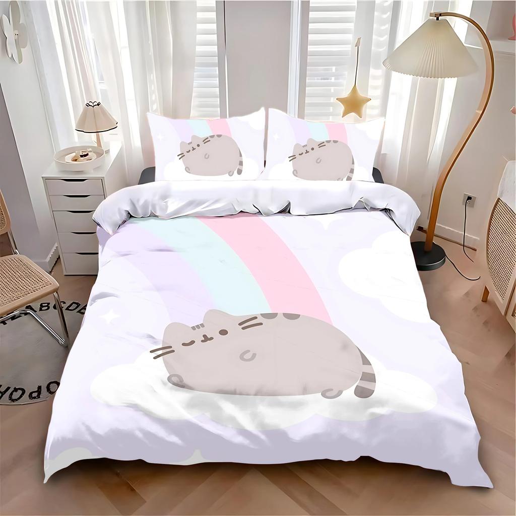 -Пододеяльник с мультяшным котом, наволочка, постельный комплект, для взрослых, для мальчика, для девочки, украшение спальни, детский, односпальный, двуспальный, большого размера