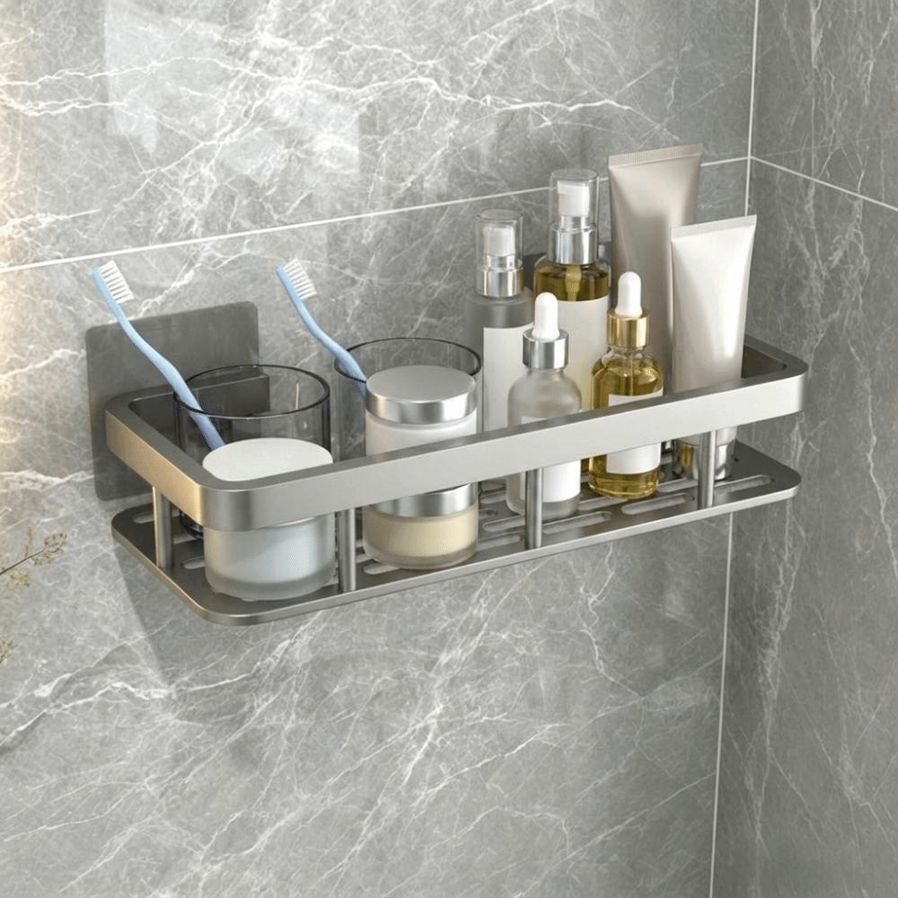 with rod Wall Mounted Shelf Heavy Duty Shower Rack Storage Accessories Storage Shelf Toilet