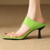 Модные элегантные шлепанцы летние туфли женские черные зеленые тапочки сексуальные тонкие босоножки на высоком каблуке шлепанцы туфли женские плюс размер 45
