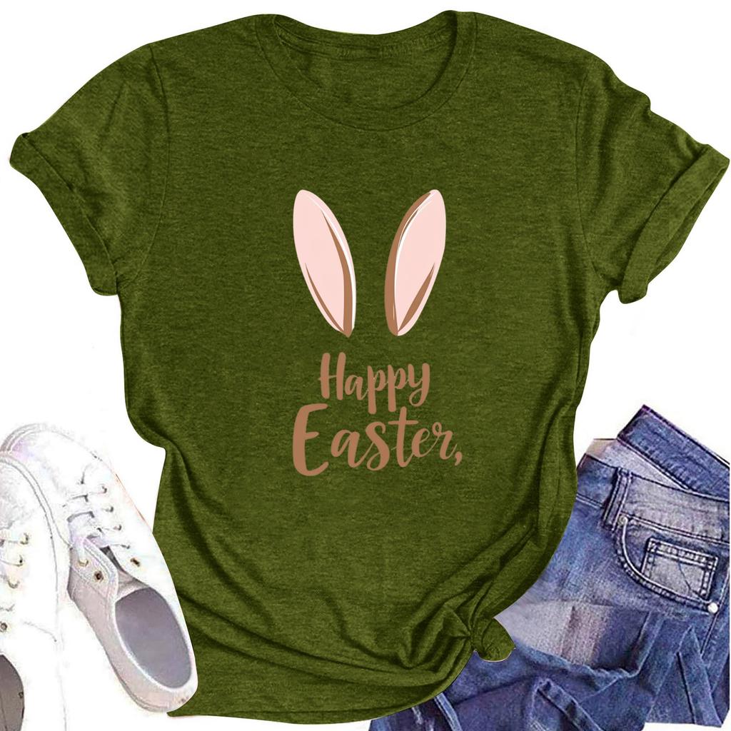 Women's Printed Round Neck Short-sleeved T-shirt Top