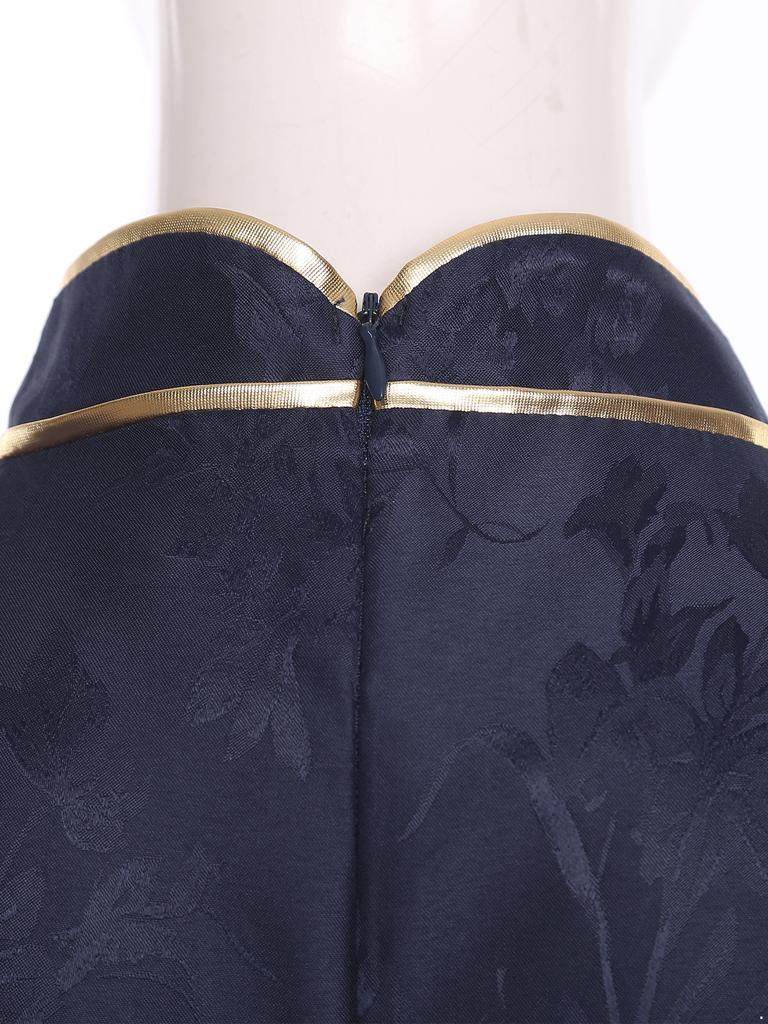 Womens Clergy Long Robe Dress Gold Cross Embroidery Lace Button Decor Stand Collar Long Sleeve Cassock