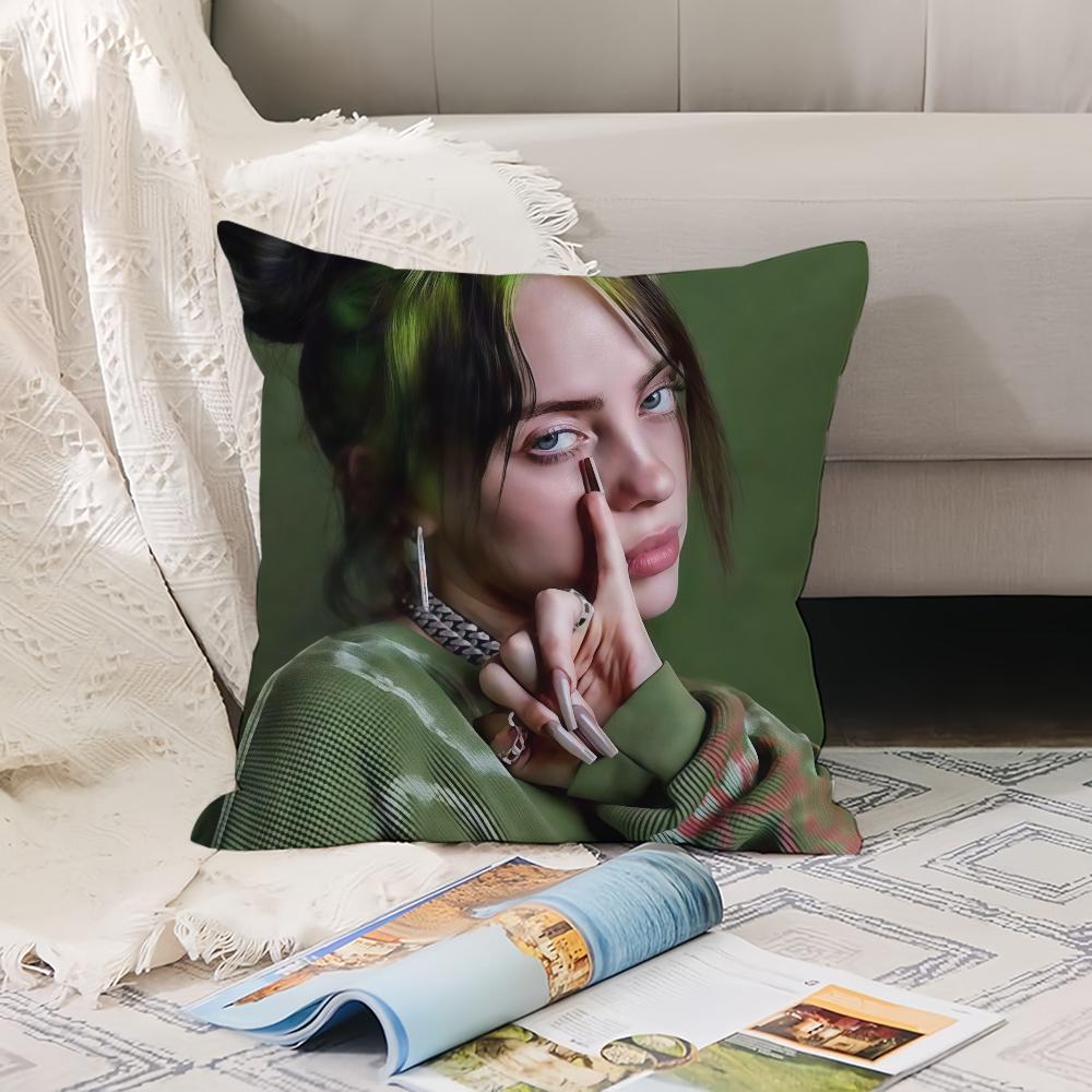 American Singer B-Billie E-Eilish Pillow Case Office Cushions Suitable For Sofa Car Bedroom Decorative Cushion Cover