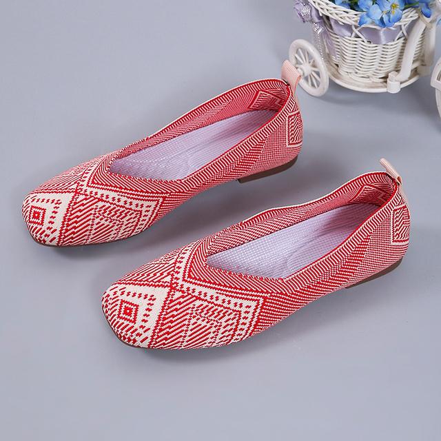 Женские балетки на плоской подошве, вязанные мокасины в полоску, женские топсайдеры с круглым носком, удобные балетки, женская повседневная обувь на мягкой подошве