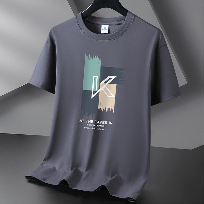 KK 10 Colors Pure Cotton Men T-shirt Round Neck Short Sleeve Loose Mans Tee Shirt S-6XL