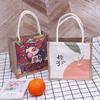Office Workers Simple and Cute Cartoon Print Hand-carrying Lunch Box Bag Women's Portable Lunch Bag