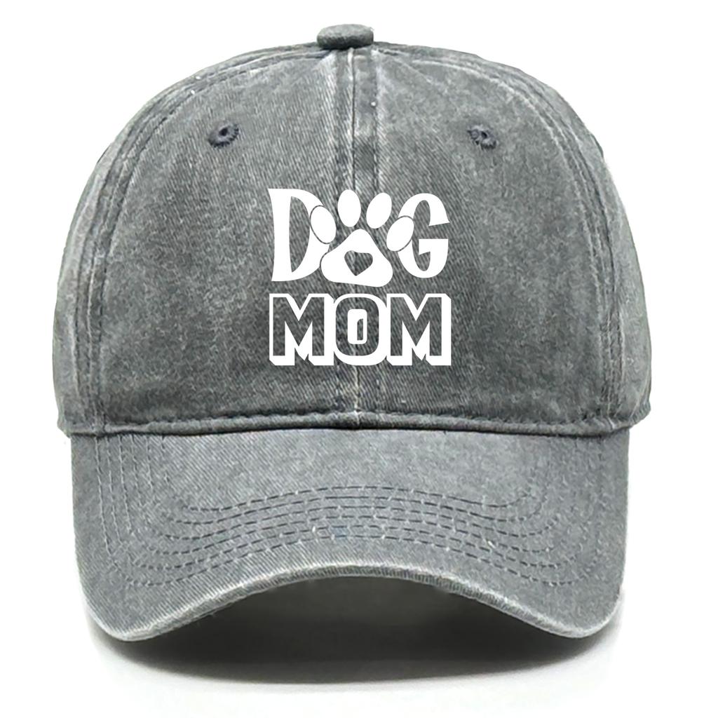 DOG MOM Print Adjustable Sun Hat Cotton Caps For Man Washed Retro Raw Brim Snapback Caps Ideal Choice For Casual Wear