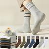 Thick and Fluffy Loop Socks for Autumn and Winter, Men's Warm Mid-calf Socks, and Simple Solid-color Cotton Socks and Sleeping Socks for Winter
