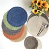 4PCS Woven Placemats Heat Insulation Mat Round Table Mats Dining Table Potholder Coaster Party Wedding Home Decoration Props