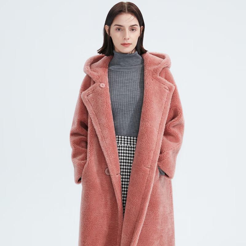 Langzi Women's Mid-Length Hooded Teddy Wool Coat