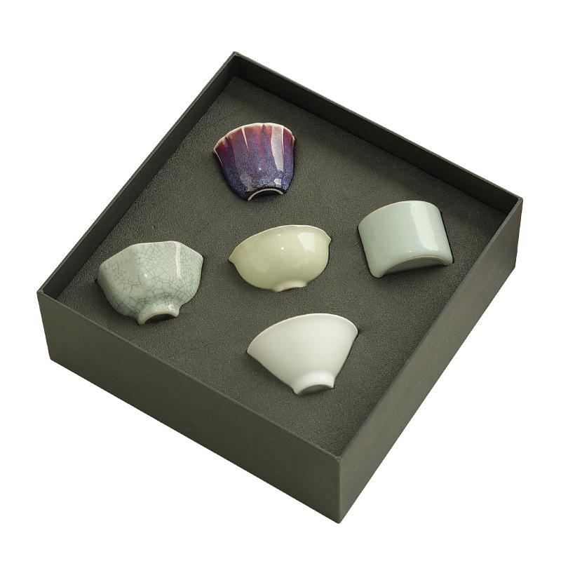 Five famous kiln teacups, light luxury and high-end Ru kiln + nail master cup gift box, birthday gifts for elders and teachers