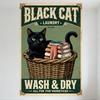 Винтажная металлическая жестяная вывеска Black Cat Laundry 1927 WASH & DRY Настенный декор для дома, бара, кафе, мужской пещеры, в стиле ретро 1920-30-х годов с кошкой и