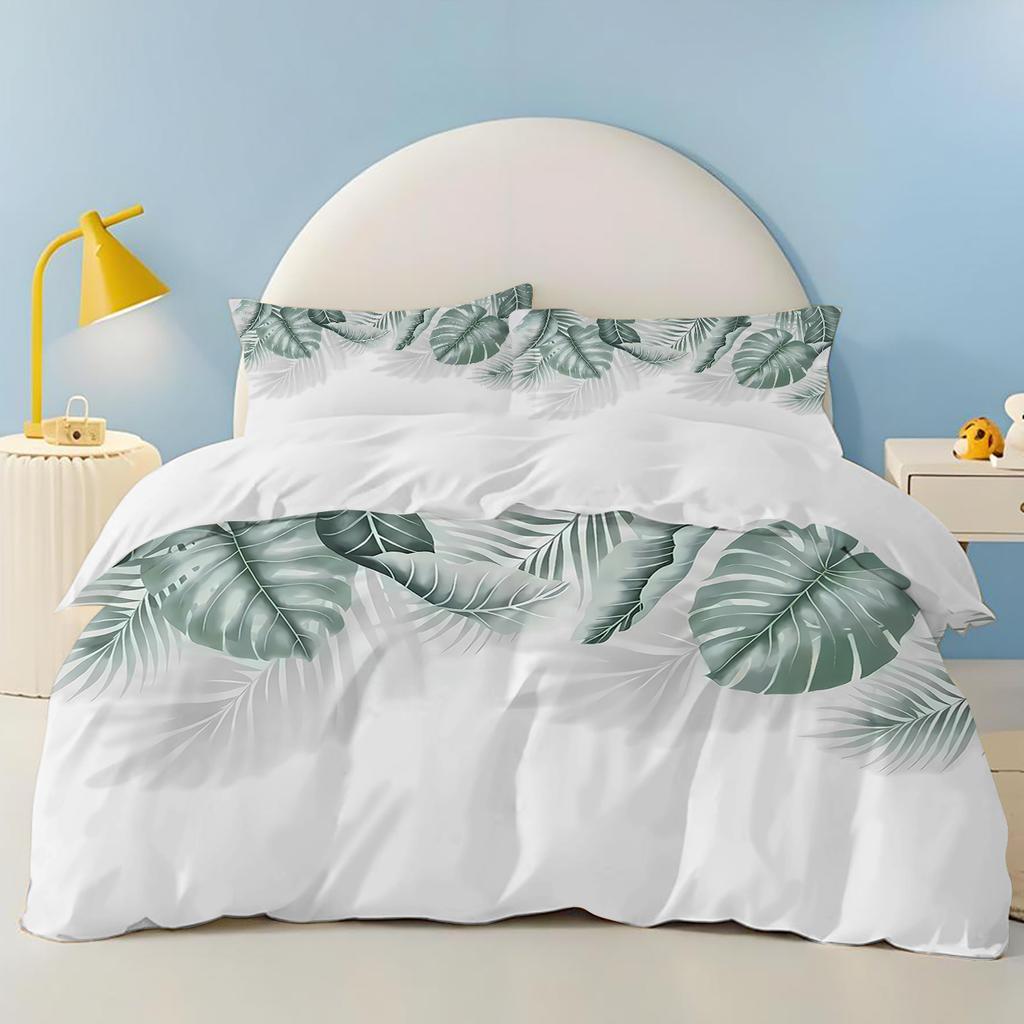 Comforter Green Leaves Christmas Gifts Pet Dog Bedding Set Polyester Suitable For Children And Adults 3-Piece Set Plant