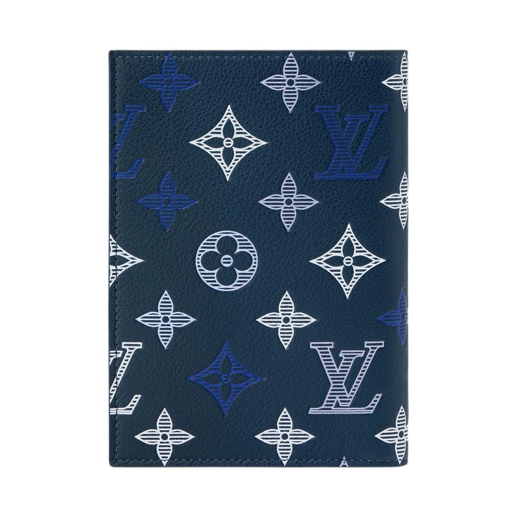 Louis Vuitton Кожаный держатель для паспорта Monogram Shadow Мужские аксессуары Темно-синий M29132