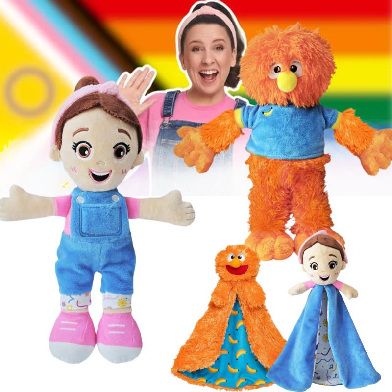 Очаровательная плюшевая кукла Мисс Рэйчел, мягкая игрушка для девочек, милый, умный, приятный компаньон 30 см в синем комбинезоне