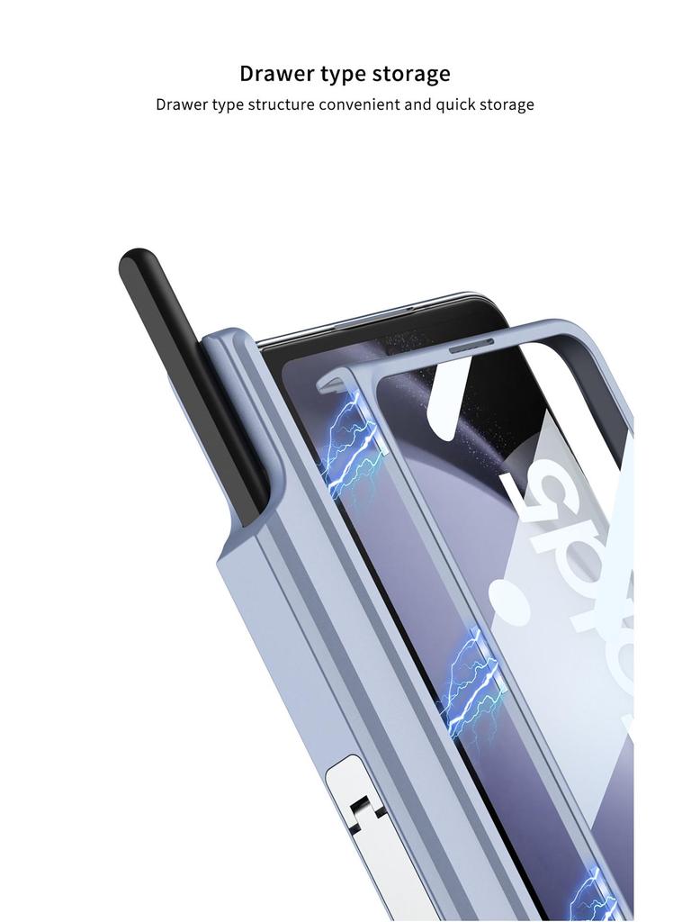 Магнитный чехол для беспроводной зарядки Samsung Z Fold 5 - Полное покрытие, Креативный дизайн, с подставкой