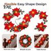 Seasonal Decorative Flower Garland Christmas Poinsettia with Light, 78/118 Inch Lighted Artificial Indoor Outdoor Holiday Floral Decoration