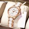 Часы ABORNI женские модные керамические часы женские светящиеся тонкие темпераментные часы с бриллиантами женские часы