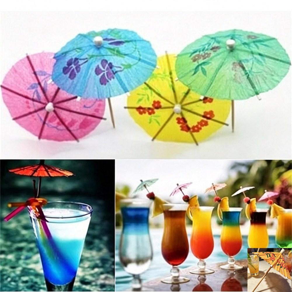 50Pcs Mini Paper Umbrella Cocktail Cake Drink Fruit Decoration Hawaii Beach Pool Party Decor Birthday Wedding Supplies