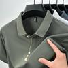 Solid Color Lapel Short-Sleeved Polo Shirt Men'S Loose Breathable Thin T-Shirt Casual